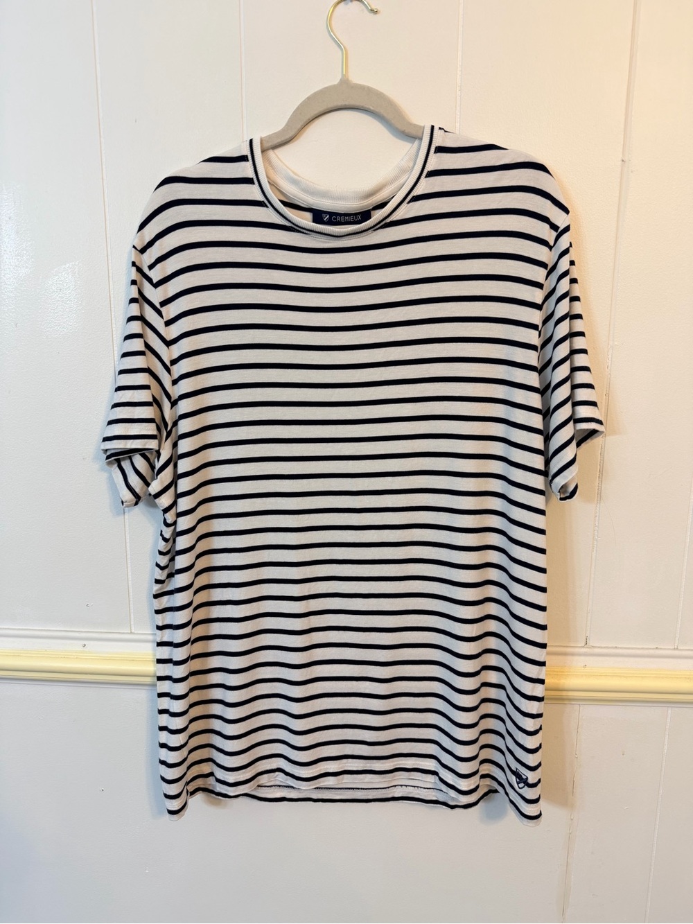 Daniel Cremieux Modal Crewneck T-Shirt White and Black Striped - Size XL